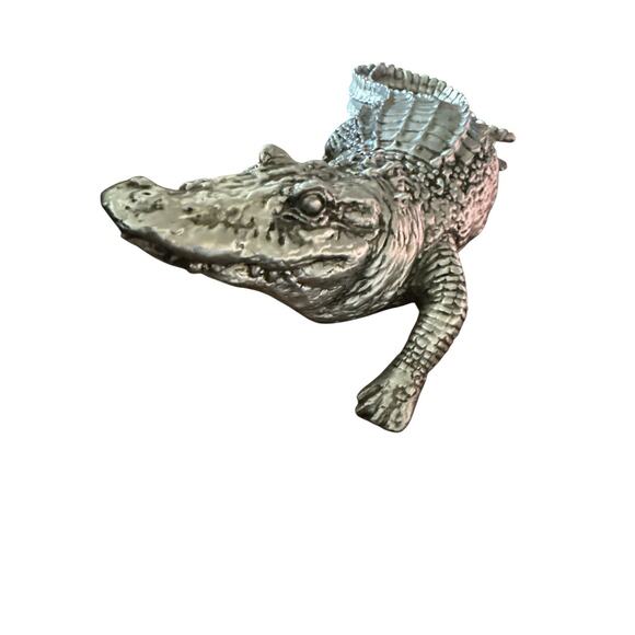 Haucoze Silver Tone Crocodile Statue 14” - Picture 4 of 5